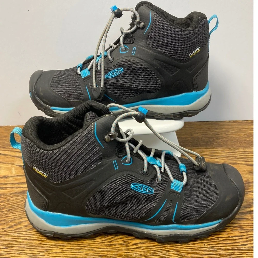 KEEN Terradora II Mid WP Youth 2 Black Blue Waterproof Hiking Boots 1023523